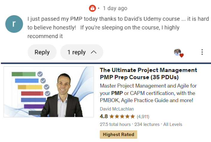David McLachlan PMP Udemy Review