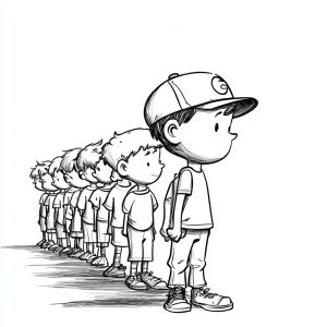 cartoon of boy leading influencing