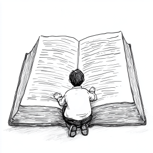 a_person_reading_a_draft_of_a_large_book